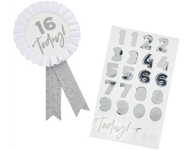 SILVER MILESTONE BIRTHDAY BADGE PERSONALISED