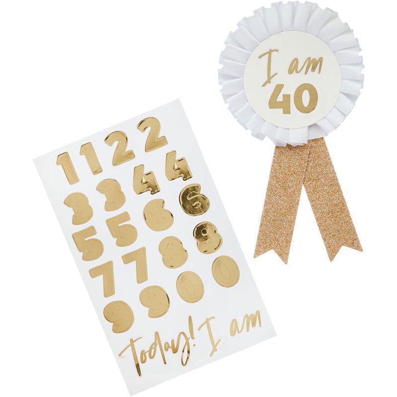 GOLD MILESTONE BIRTHDAY BADGE PERSONALISED