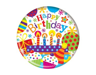 5.5cm HAPPY BIRTHDAY UNISEX  BADGE 6S