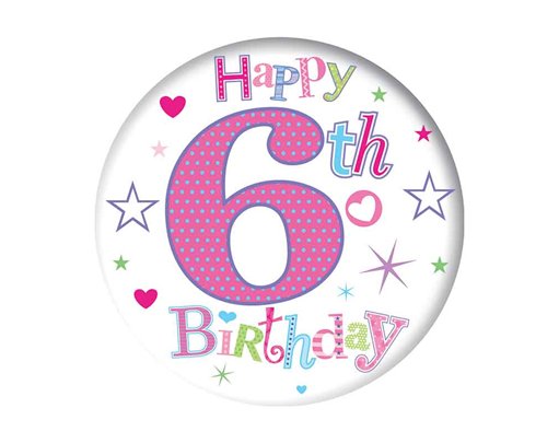 5.5cm AGE 6 GIRL BADGE 6S