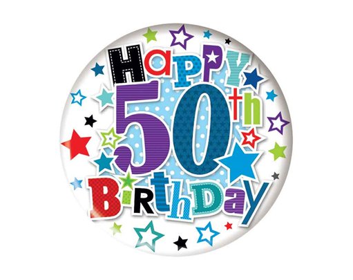 5.5cm AGE 50 MALE BADGE 6S