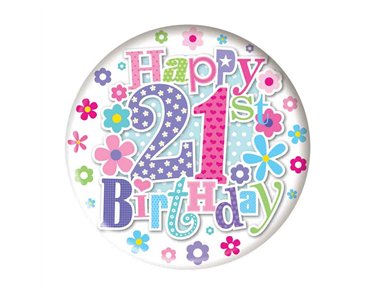 5.5cm AGE 21 FEMALE BADGE 6S