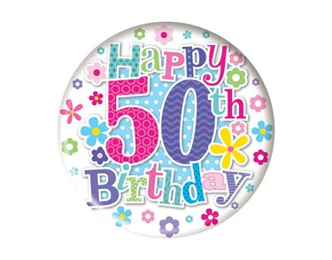 5.5cm AGE 50 FEMALE BADGE 6S