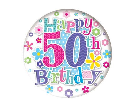 5.5cm AGE 50 FEMALE BADGE 6S