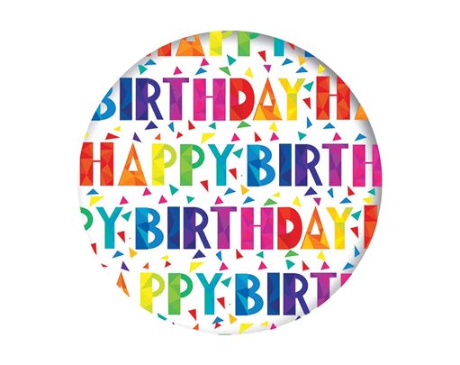 5.5cm HAPPY BIRTHDAY UNISEX  BADGE 6S