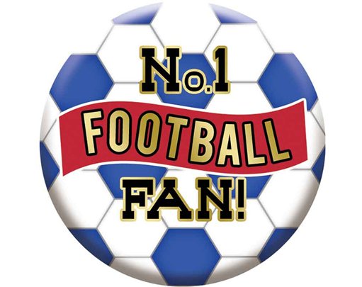 5.5cm BLUE AND RED FOOTBALL BADGE 6S