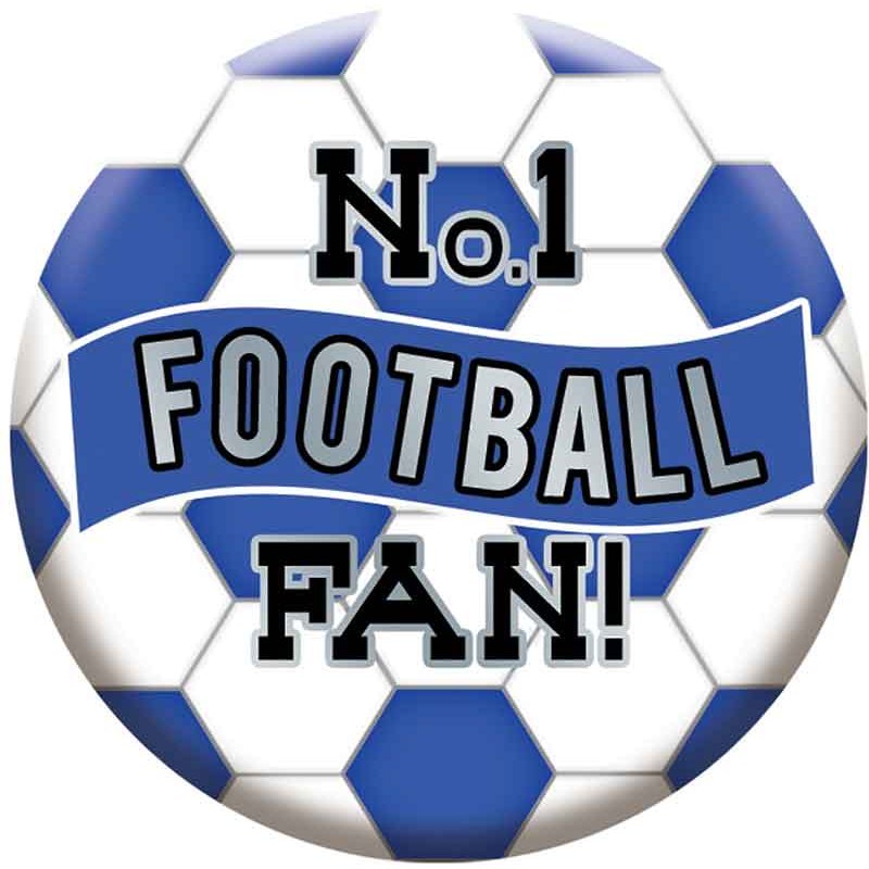 5.5cm BLUE AND WHITE FOOTBALL BADGE 6S