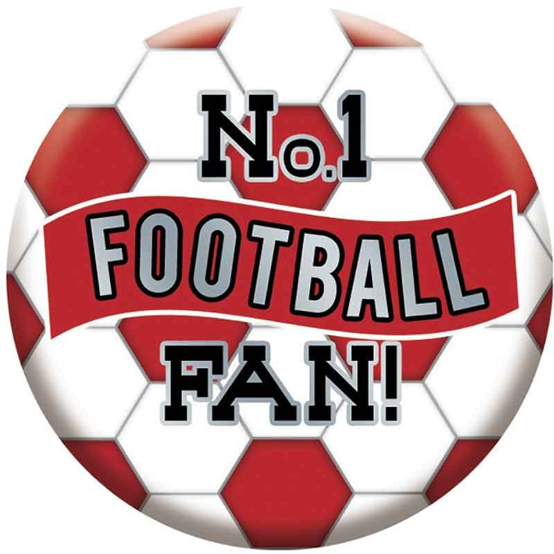 5.5cm RED AND WHITE FOOTBALL BADGE 6S