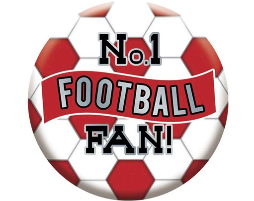5.5cm RED AND WHITE FOOTBALL BADGE 6S