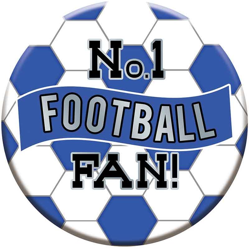 15cm BLUE AND WHITE FOOTBALL BADGE