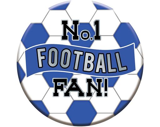 15cm BLUE AND WHITE FOOTBALL BADGE
