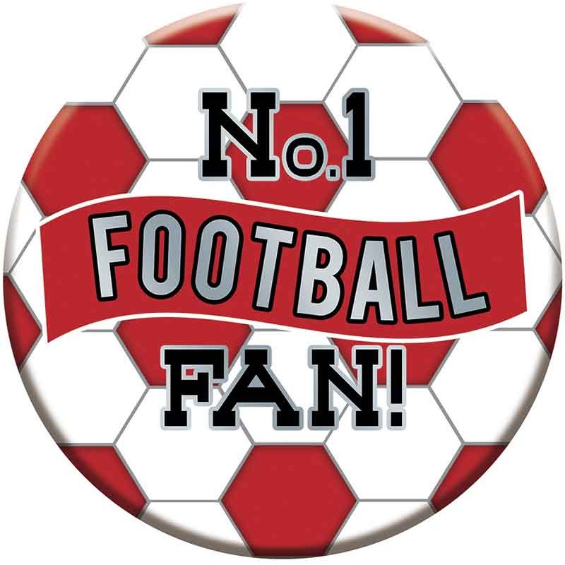 15cm RED AND WHITE FOOTBALL BADGE