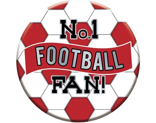 15cm RED AND WHITE FOOTBALL BADGE