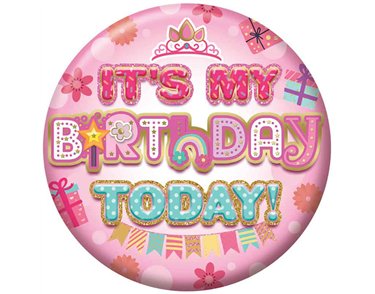 5.5cm HAPPY BIRTHDAY GIRL JUVENILE BADGE 6S
