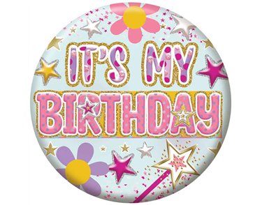 5.5cm HAPPY BIRTHDAY GIRL JUVENILE BADGE 6S