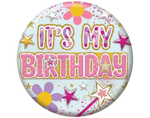 5.5cm HAPPY BIRTHDAY GIRL JUVENILE BADGE 6S