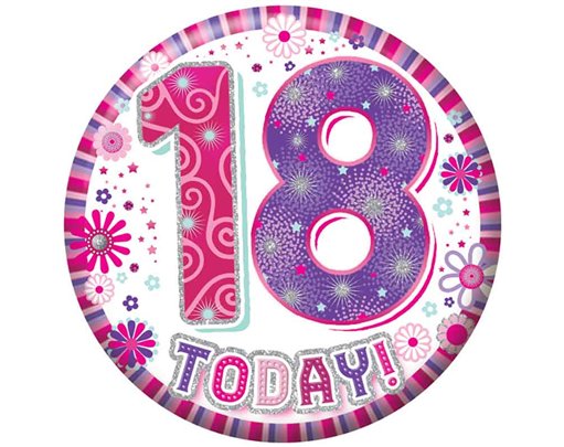 5.5cm AGE 18 FEMALE BADGE 6S