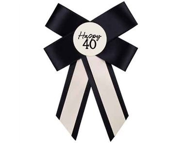 CREAM AND BLACK 40TH BIRTHDAY ROSETTE