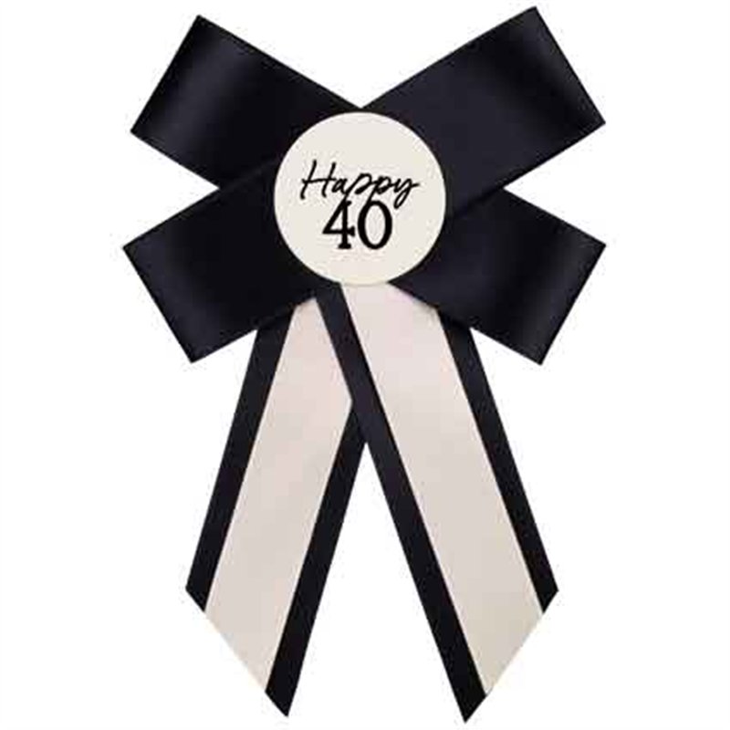 CREAM AND BLACK 40TH BIRTHDAY ROSETTE