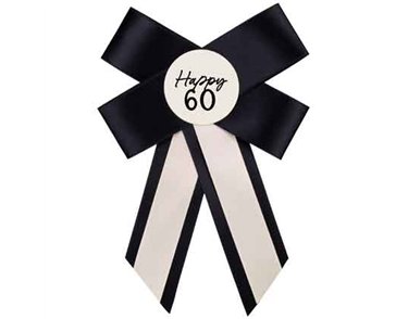 CREAM AND BLACK 60TH BIRTHDAY ROSETTE
