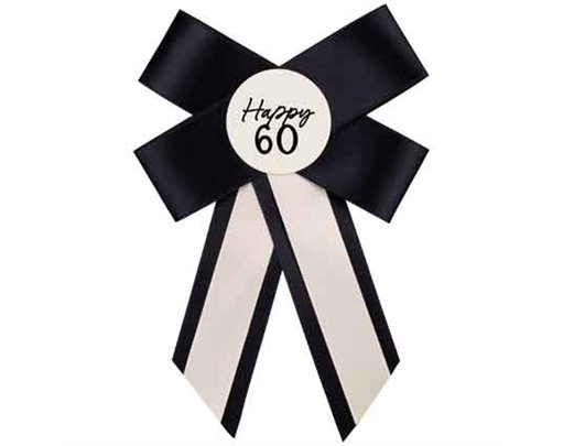 CREAM AND BLACK 60TH BIRTHDAY ROSETTE