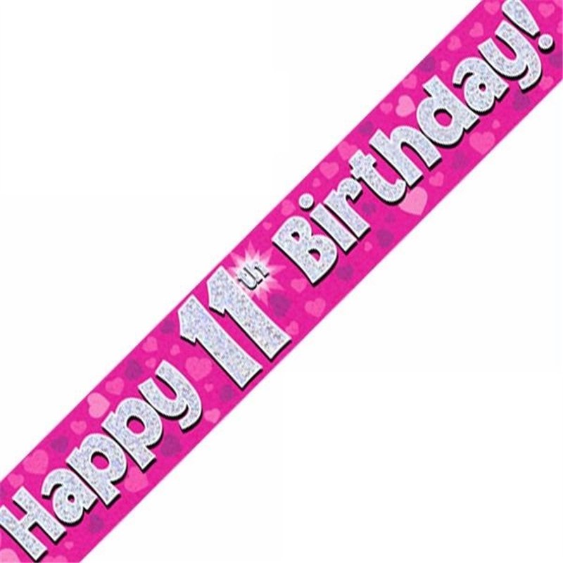 9FT 11TH BIRTHDAY PINK BANNER