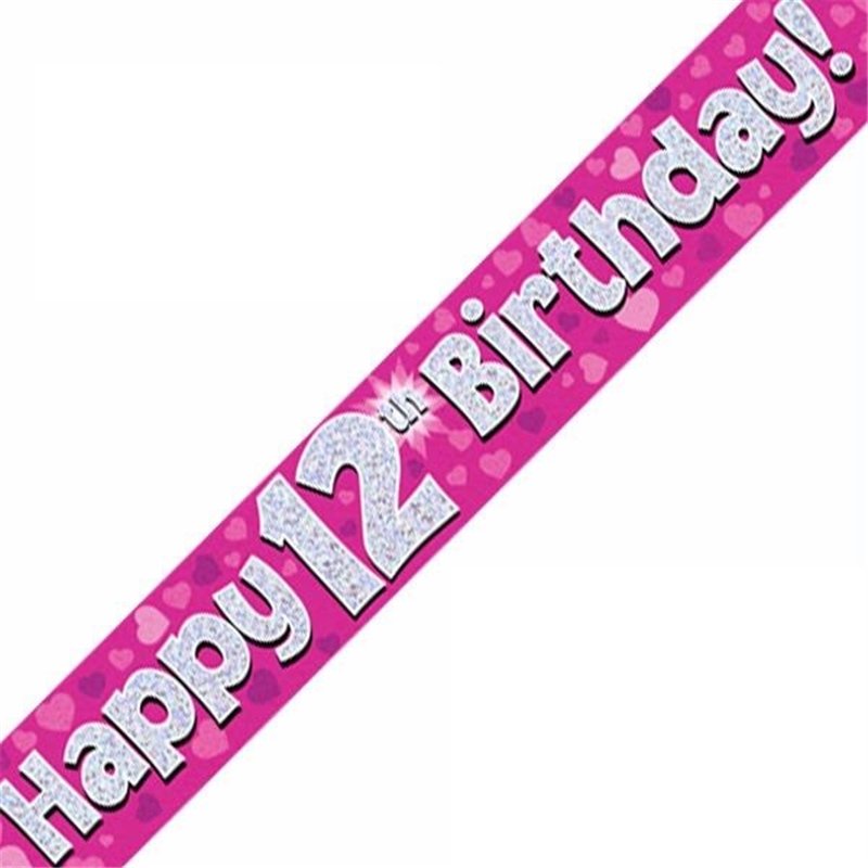 9FT 12TH BIRTHDAY PINK BANNER