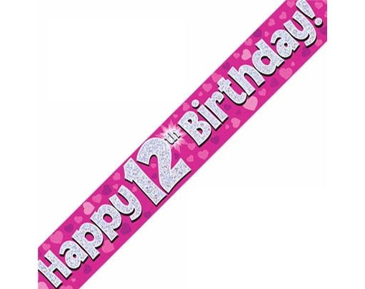 9FT 12TH BIRTHDAY PINK BANNER