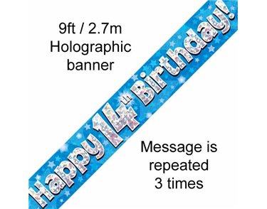 9FT 14TH BIRTHDAY BLUE BANNER