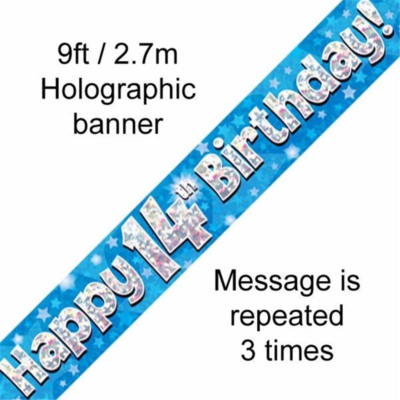 9FT 14TH BIRTHDAY BLUE BANNER