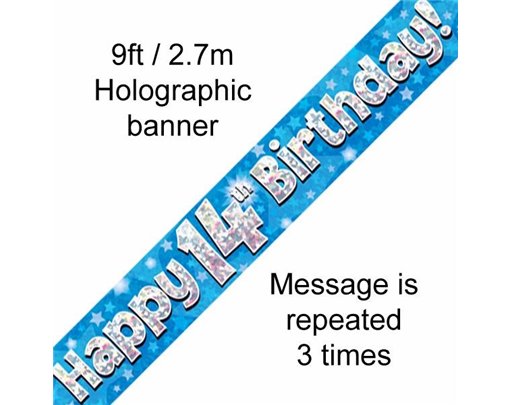 9FT 14TH BIRTHDAY BLUE BANNER