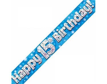 9FT 15TH BIRTHDAY BLUE BANNER