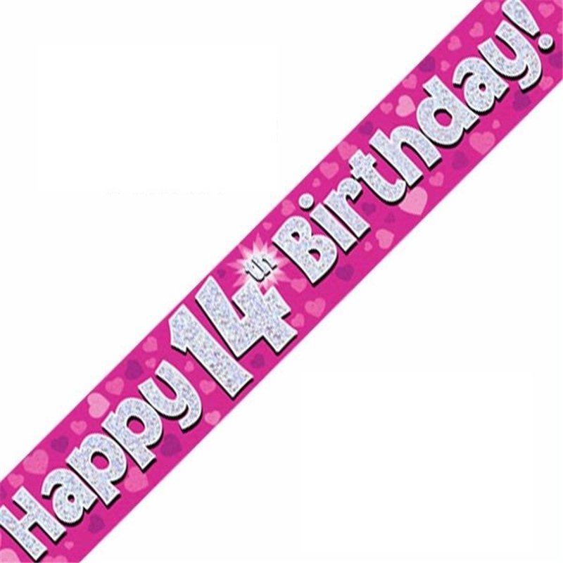 9FT 14TH BIRTHDAY PINK BANNER