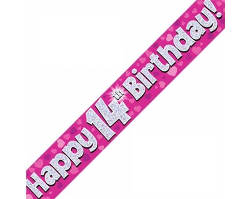 9FT 14TH BIRTHDAY PINK BANNER