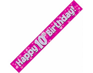9FT PINK HOLO. 10TH B/DAY BANNER