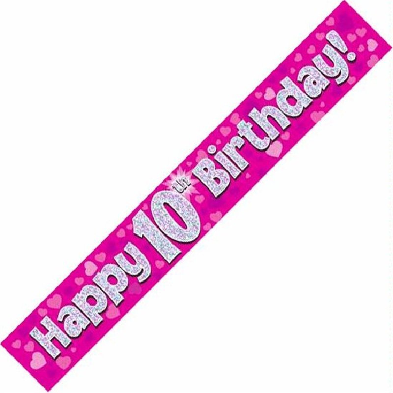 9FT PINK HOLO. 10TH B/DAY BANNER