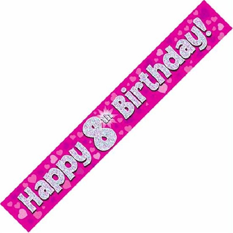 9FT PINK HOLO. 8TH B/DAY BANNER