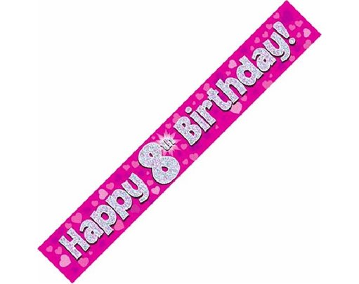 9FT PINK HOLO. 8TH B/DAY BANNER
