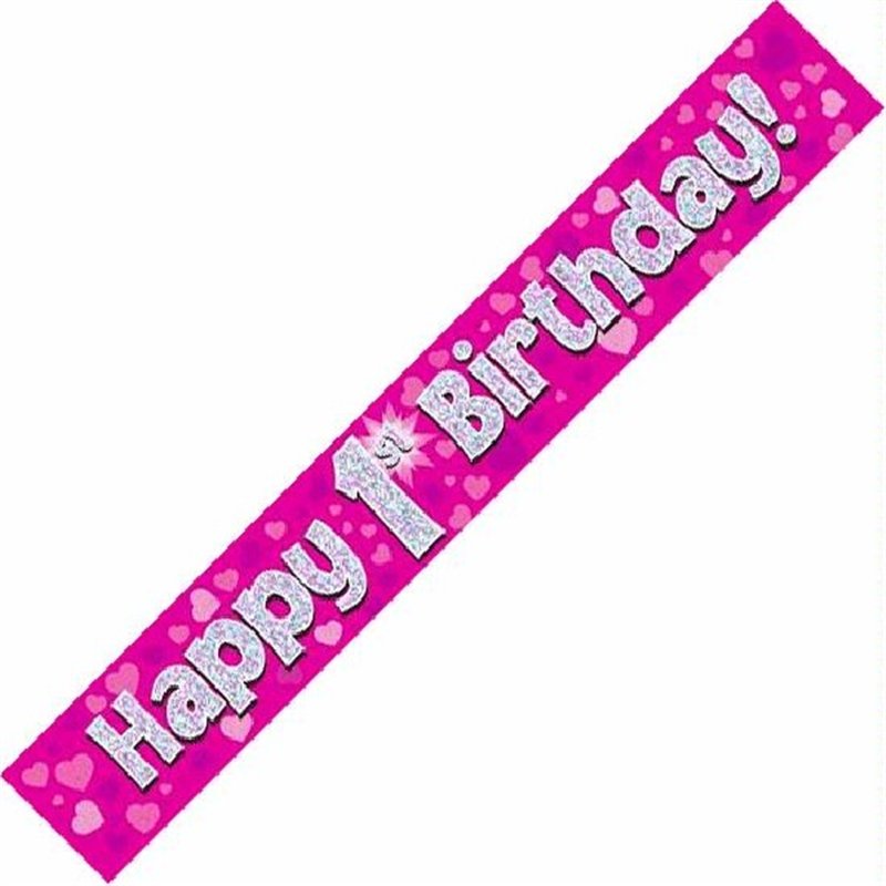 9FT PINK HOLO. 1ST B/DAY BANNER