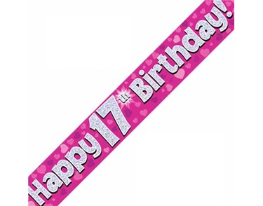 9FT 17TH BIRTHDAY PINK BANNER