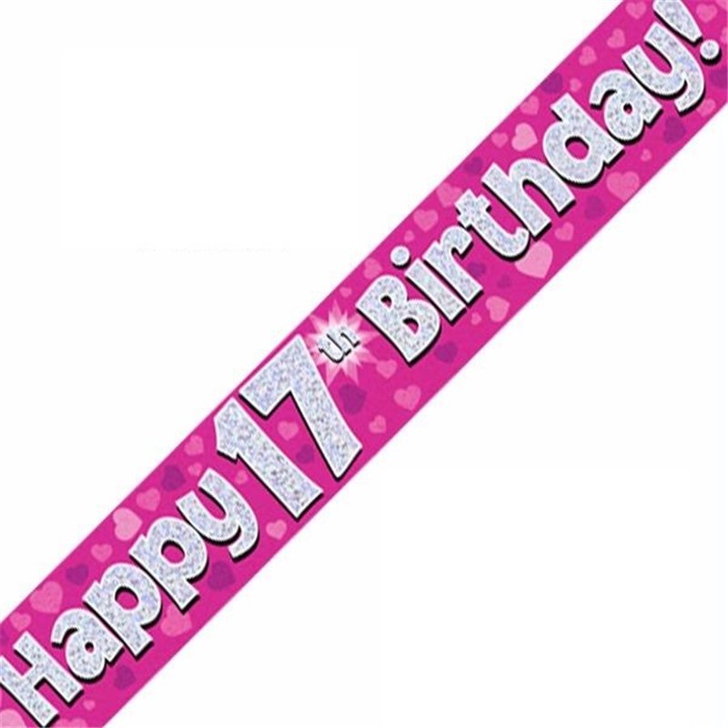 9FT 17TH BIRTHDAY PINK BANNER