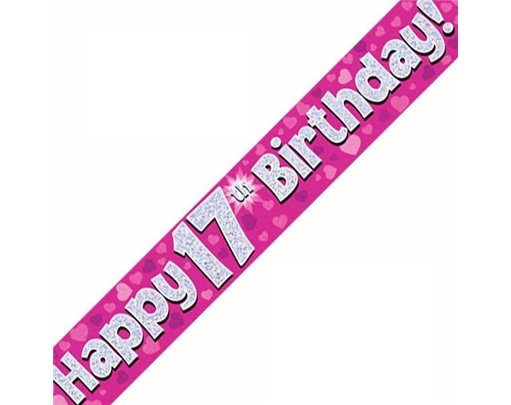9FT 17TH BIRTHDAY PINK BANNER