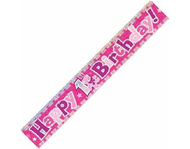 12FT 1ST B/DAY PINK PRISMATIC BANNER