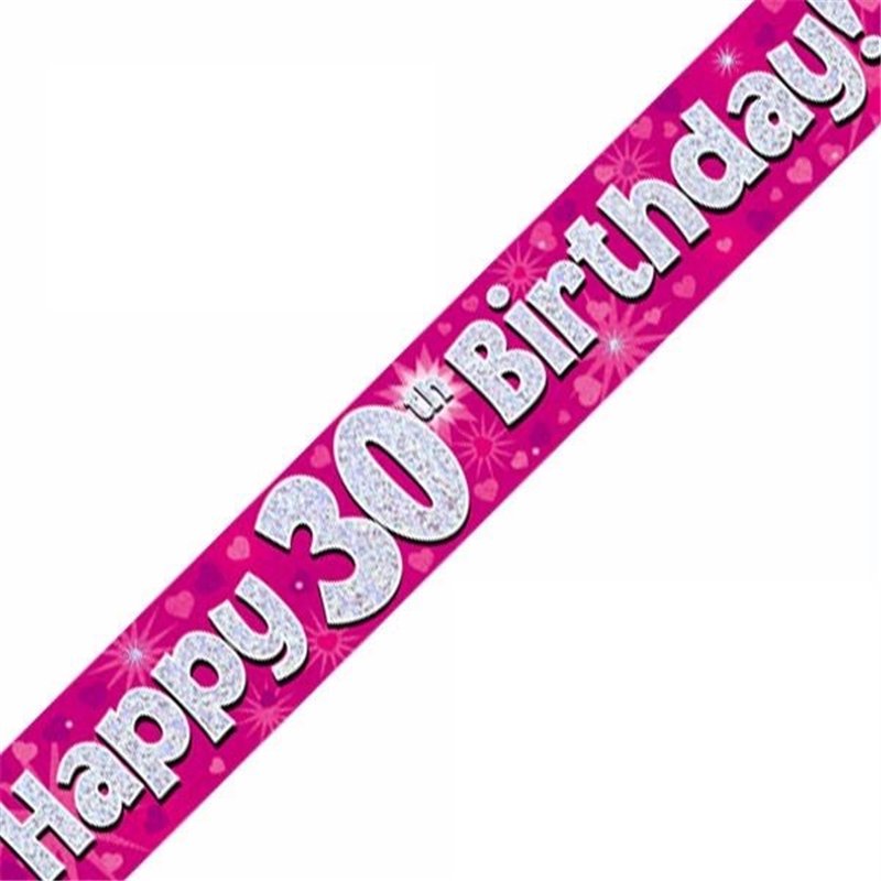 9FT 30TH BIRTHDAY PINK BANNER