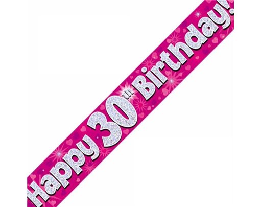 9FT 30TH BIRTHDAY PINK BANNER