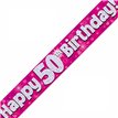 9FT 50TH BIRTHDAY PINK BANNER