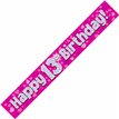 9FT PINK HOLO. 13TH B/DAY BANNER