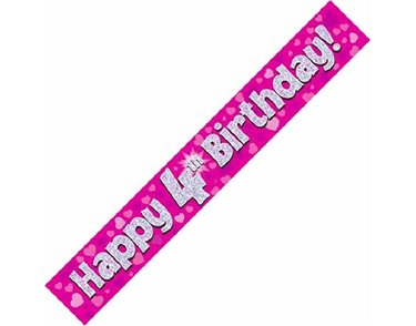 9FT PINK HOLO. 4TH B/DAY BANNER