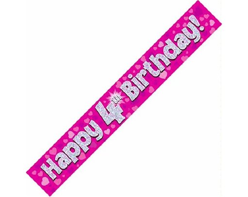 9FT PINK HOLO. 4TH B/DAY BANNER