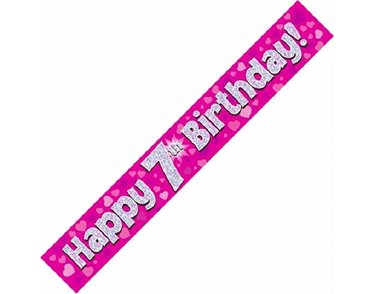 9FT PINK HOLO. 7TH B/DAY BANNER